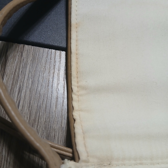 Tan Crossbody Bag with Leather Trim and Flap Closure - Picture 15 of 16